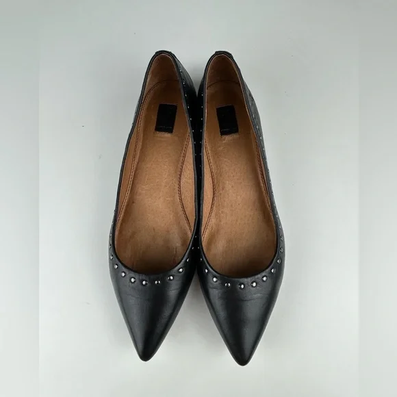 FRYE DARK GUNMETAL LEATHER SIENNA MICRO STUD BALLET FLATS SHOE SIZE 7 - Picture 11 of 12